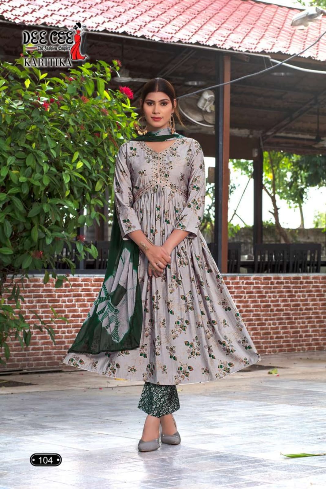 Karitika By Deecee Chanderi Printed Alia Cut Kurti With Bottom Dupatta